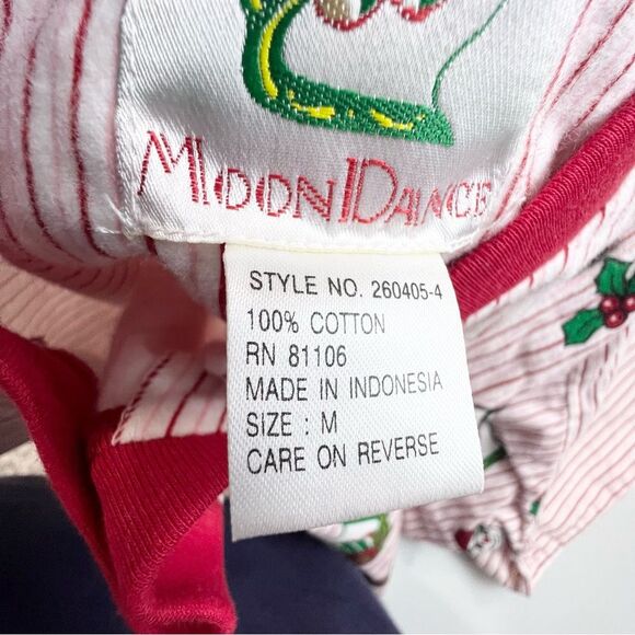 NWT VTG Moon Dance Christmas Teddy Bear Holly Candy Cane Striped Pajama Set M - Picture 9 of 12